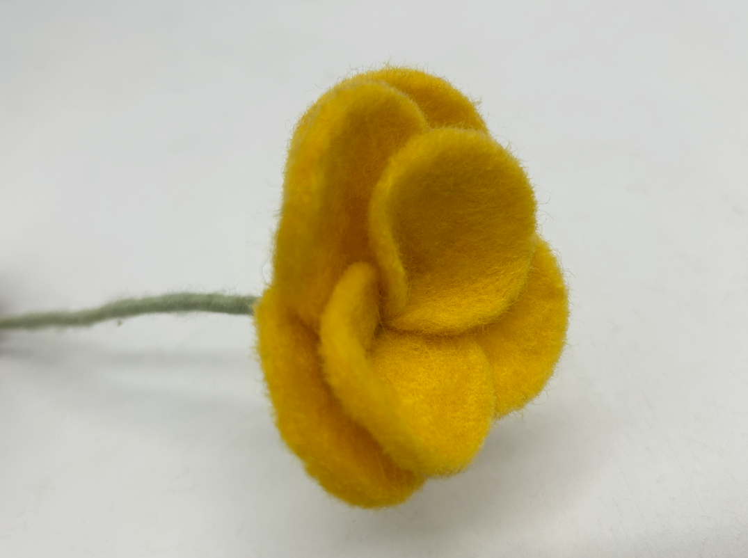 Handcrafted Yellow Wool Felt Rose - Everlasting Floral Decor